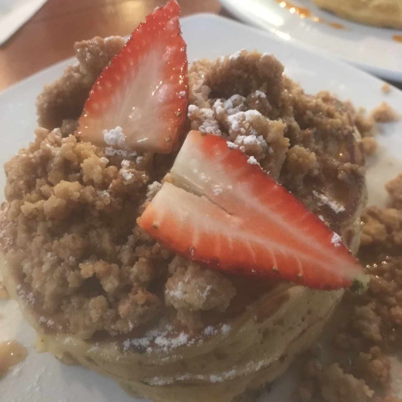 pancakes con crumbles de manzana