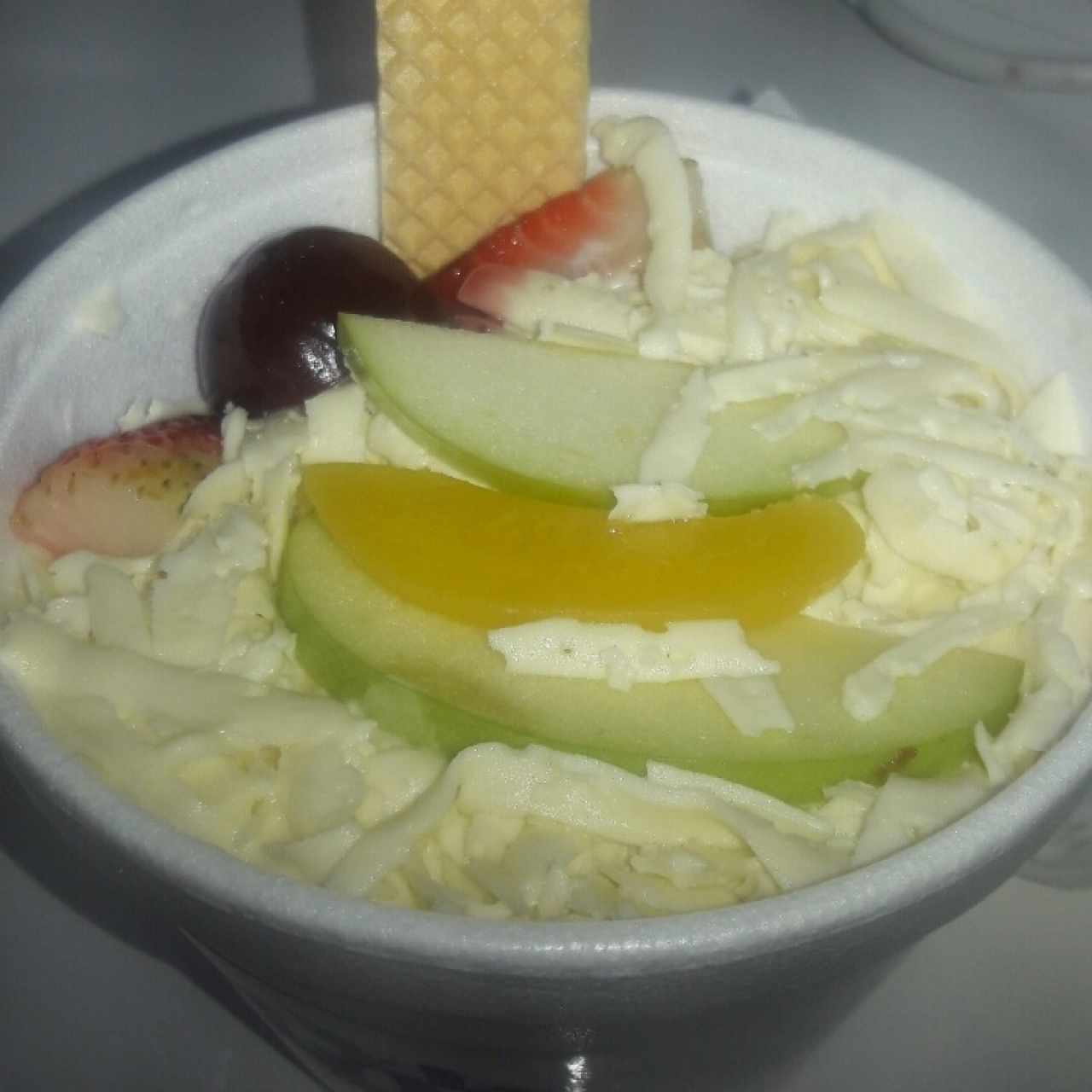 ensalada de frutas y quedo rayado