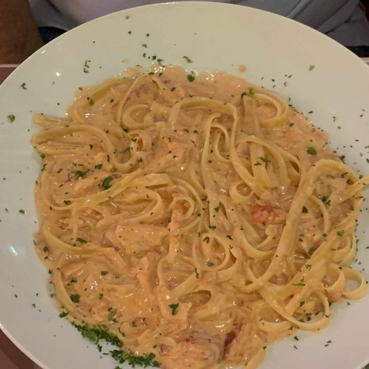 Penne rosate (penne substituido por fettuccine)