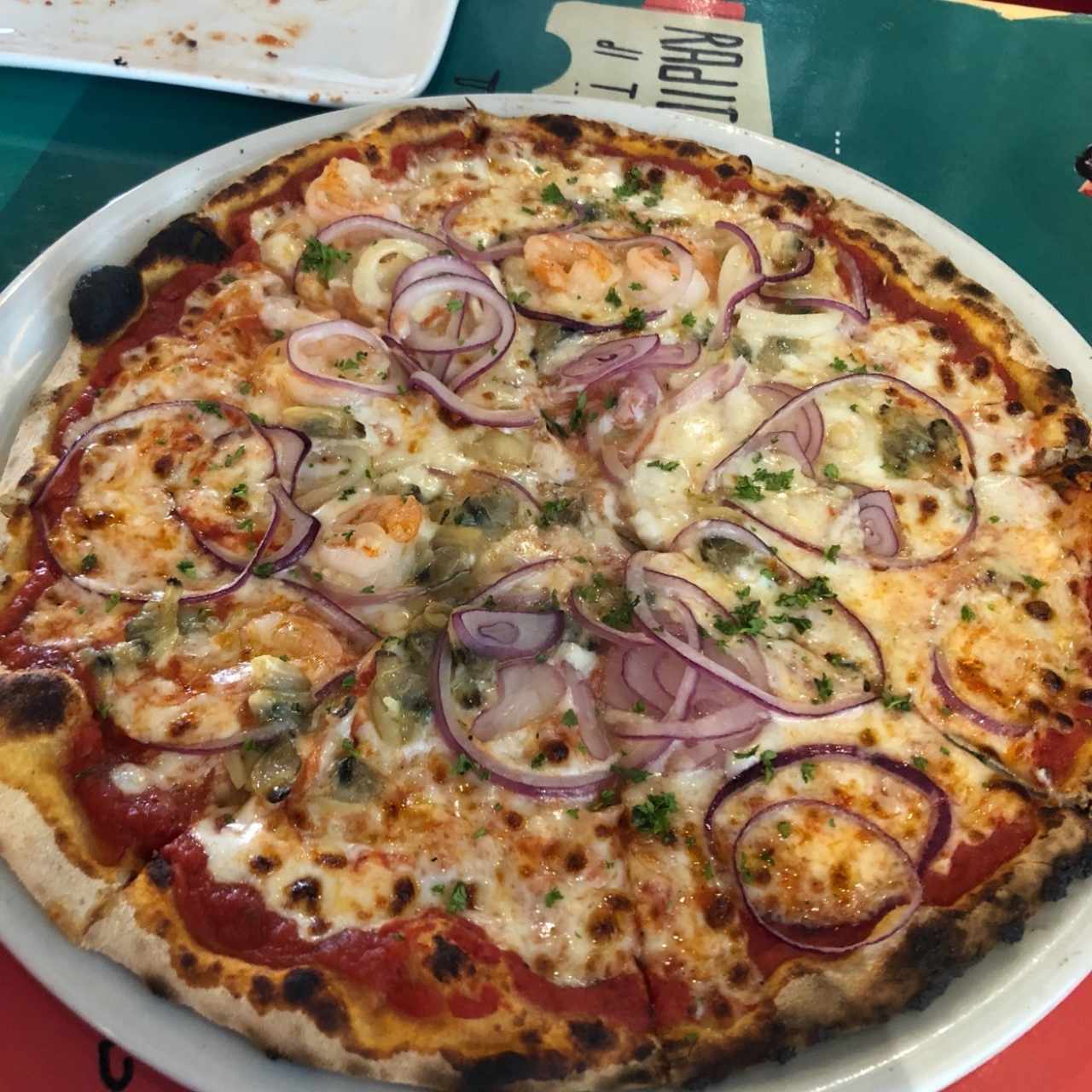 pizza con mariscos 