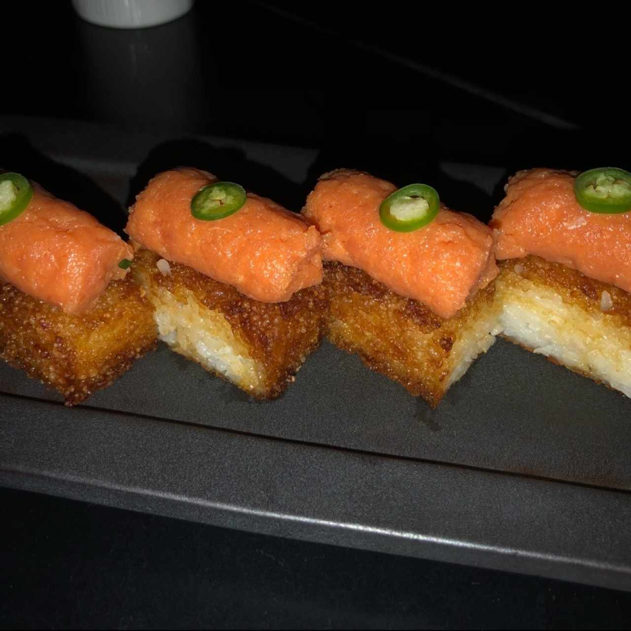 crispy rice cakes - salmon