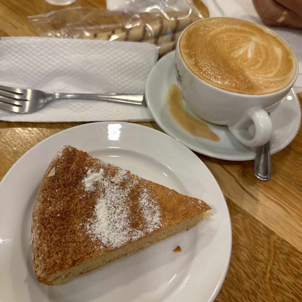 Almond cake and capuccino