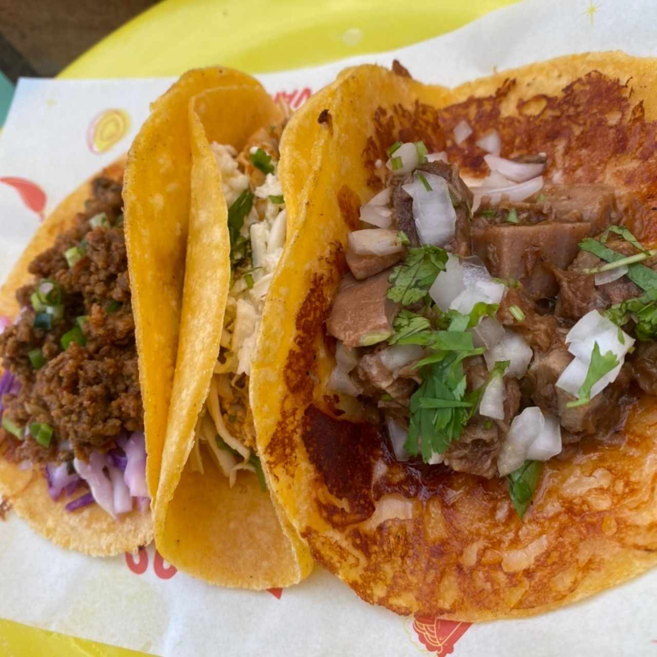 Tacos: Chorizo - Pollo - Birria 