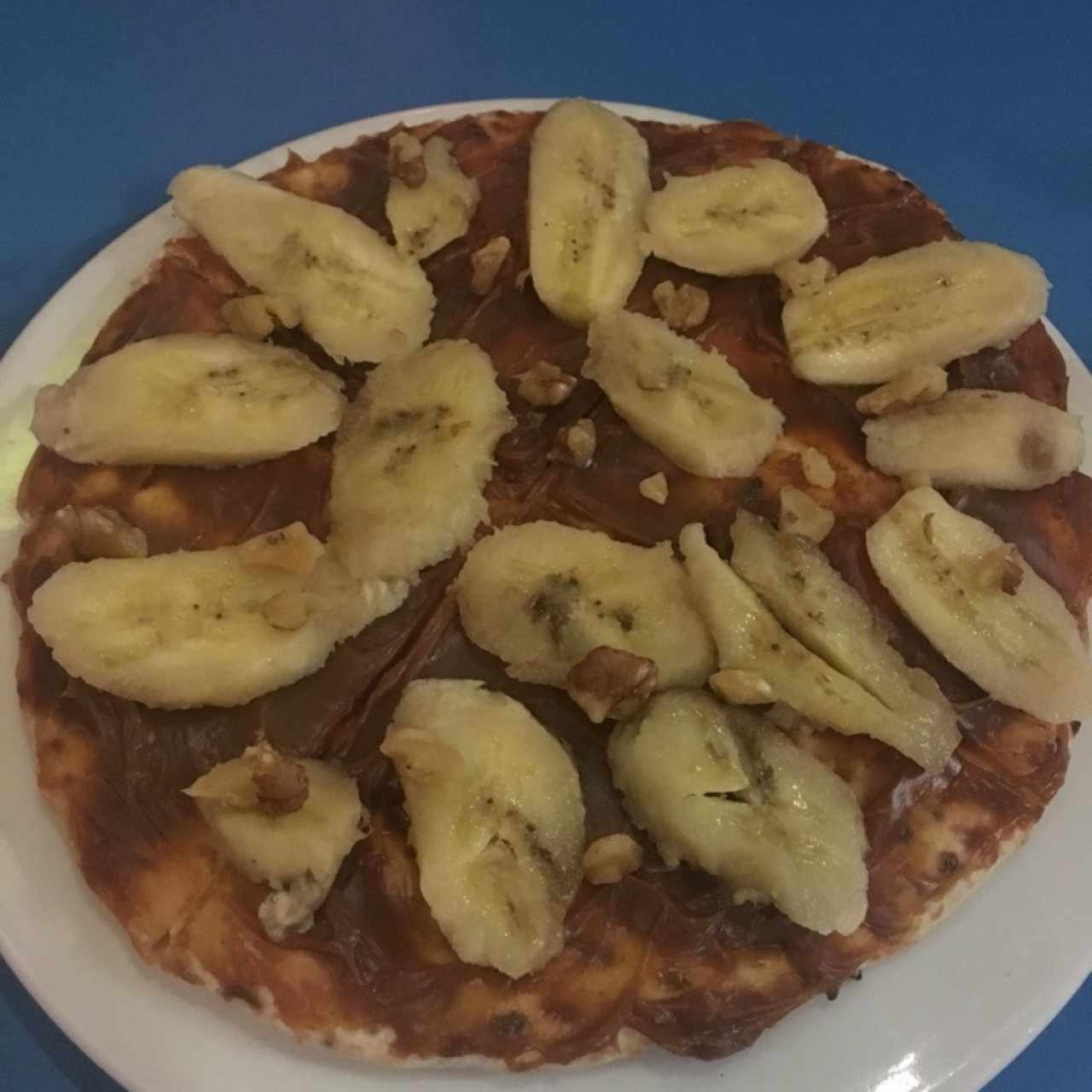 Pizza de dulce de leche con guineo