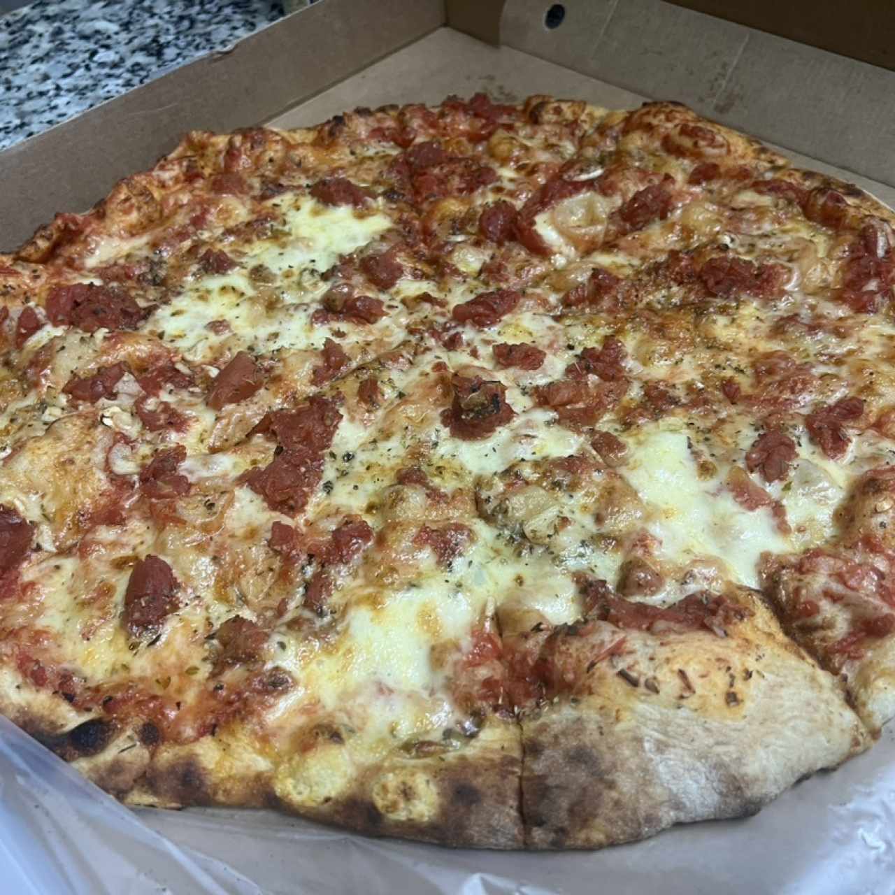 Pizza familiar marinara con queso