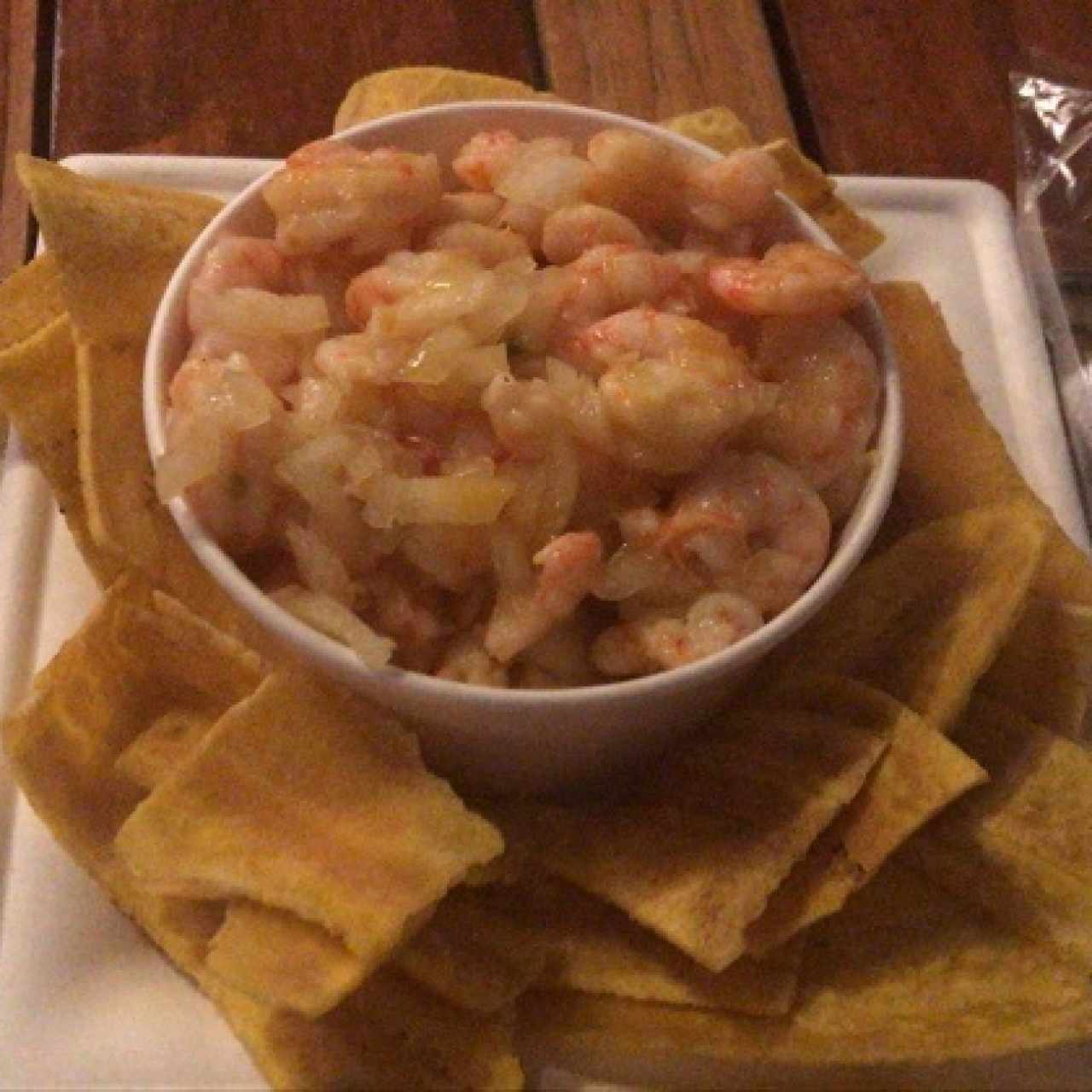 ceviche de camaron con salsa de maracuyá