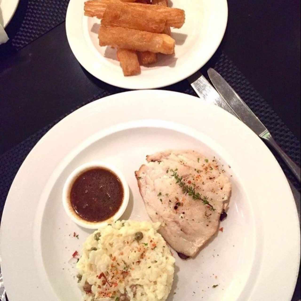 Pollo a la plancha con Risotto de Guandú con coco