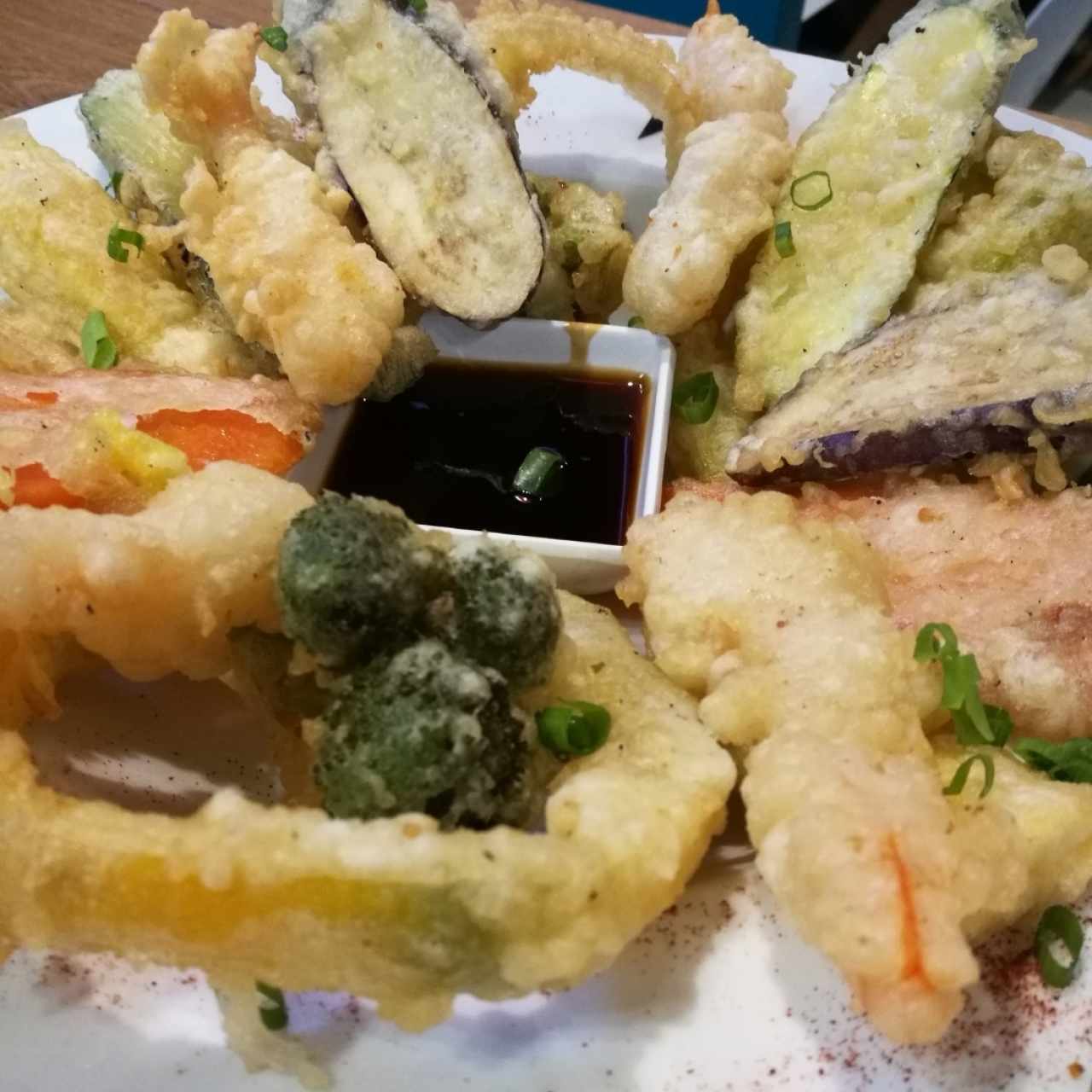 Vegetales con Camarones Tempura