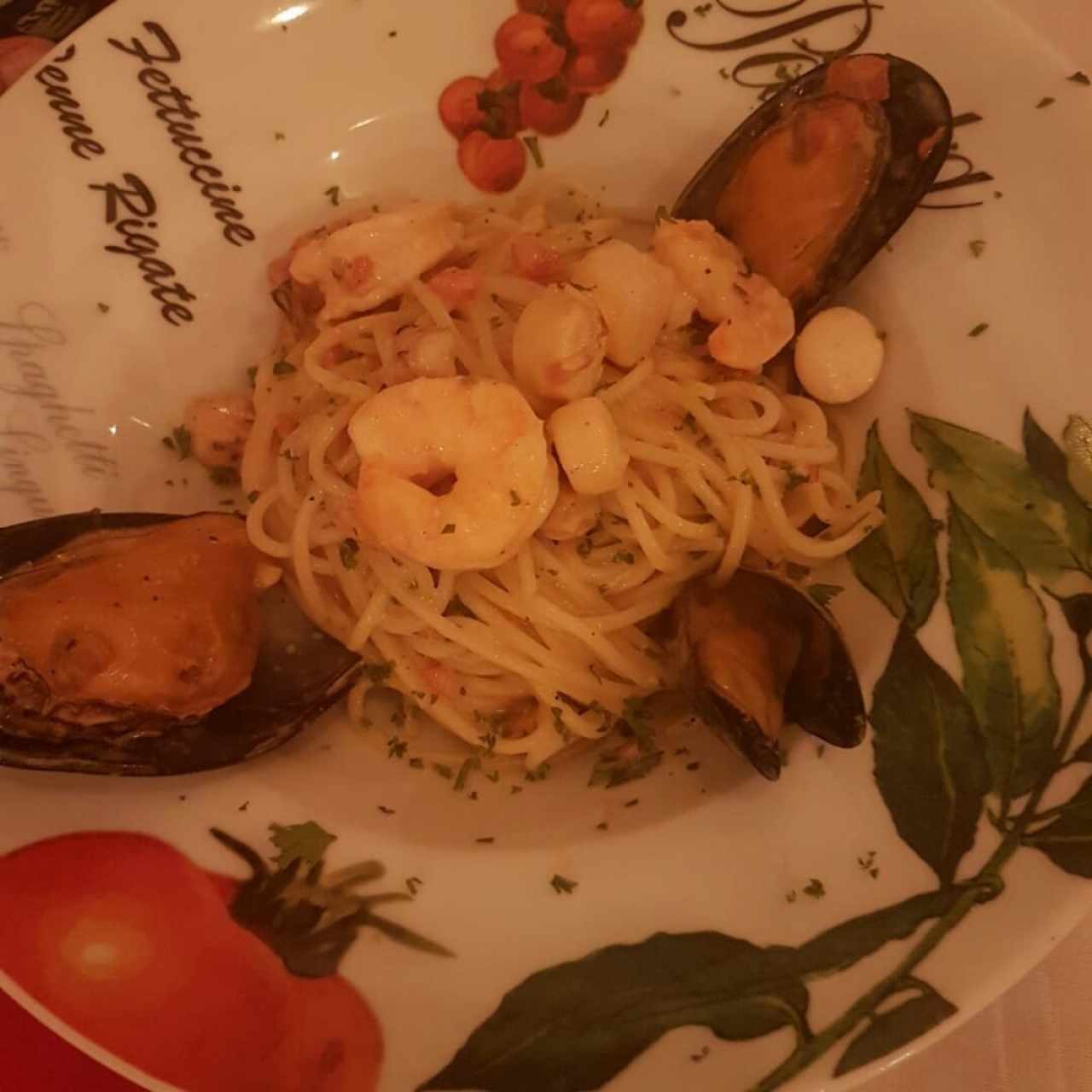 Pasta Frutti Di Mare en salsa crema