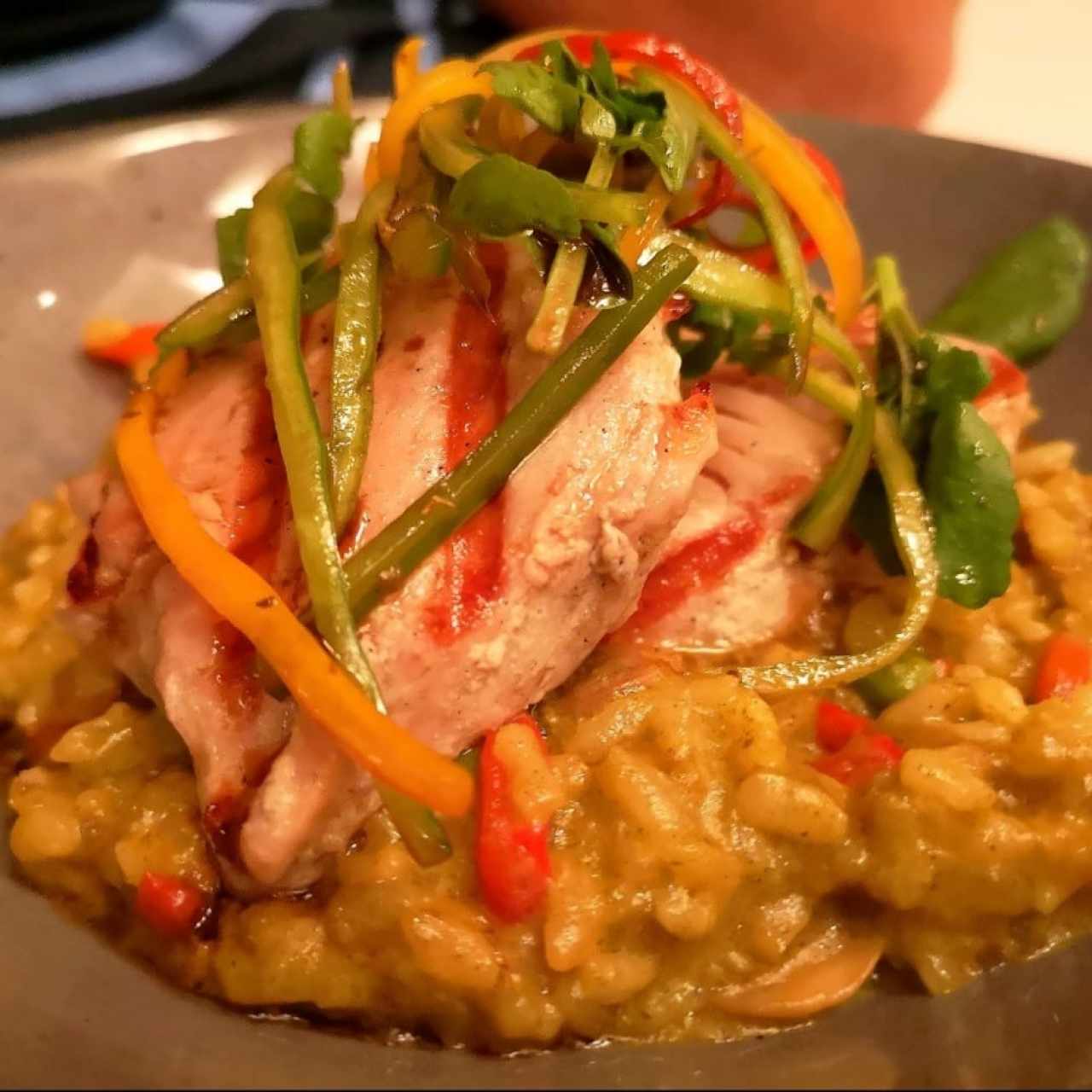 Rissoto de Perejil con atun a la plancha