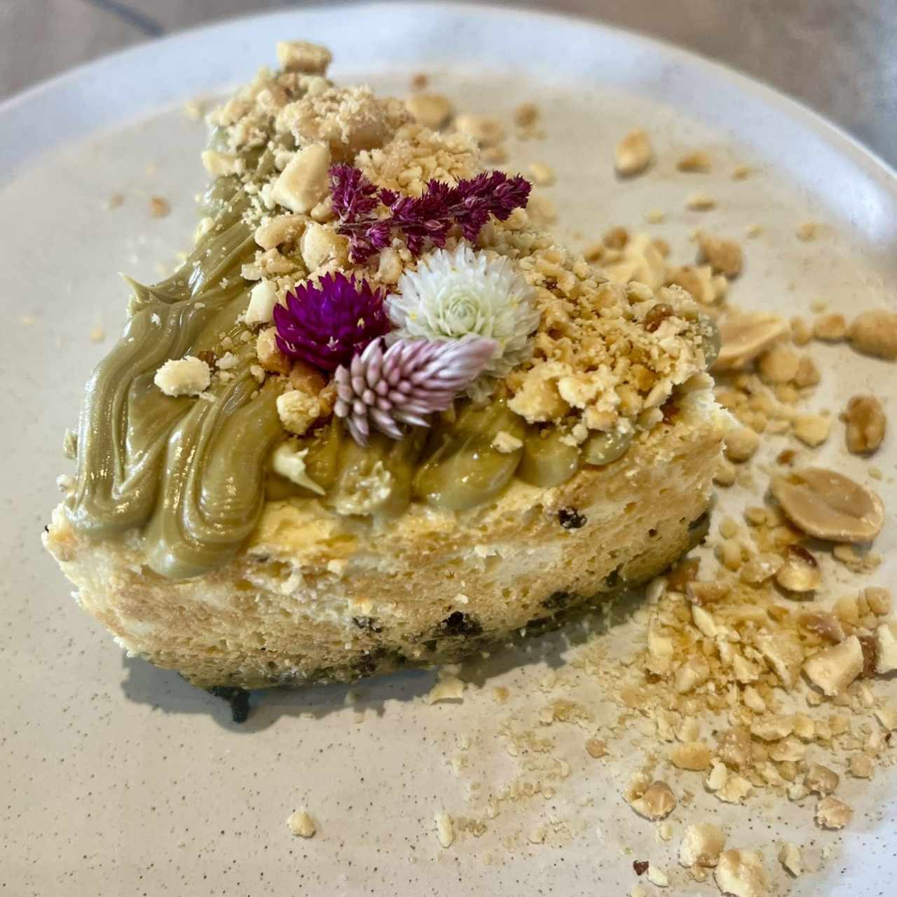 Cheesecake con crema pistachio