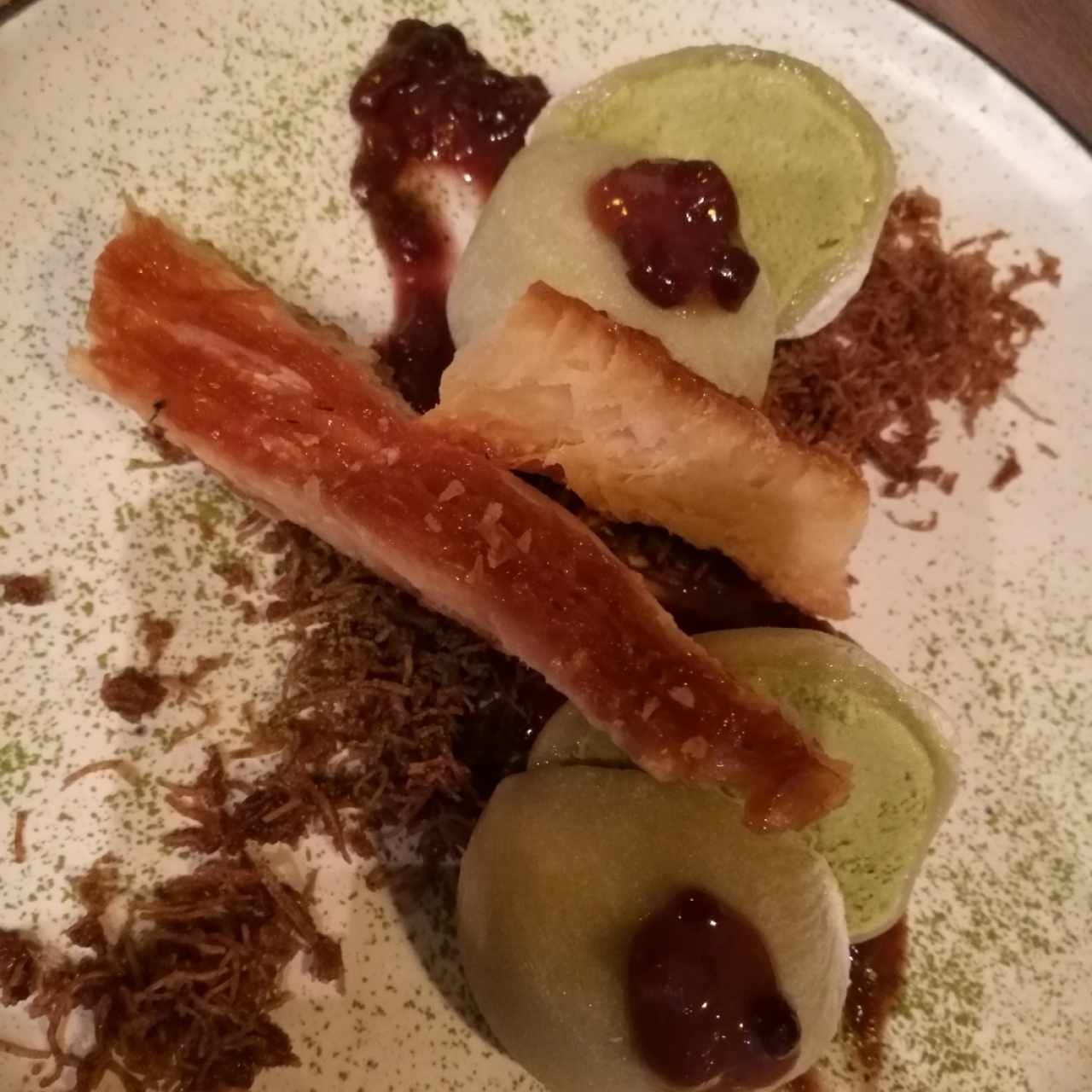 Helado de mochi de té verde