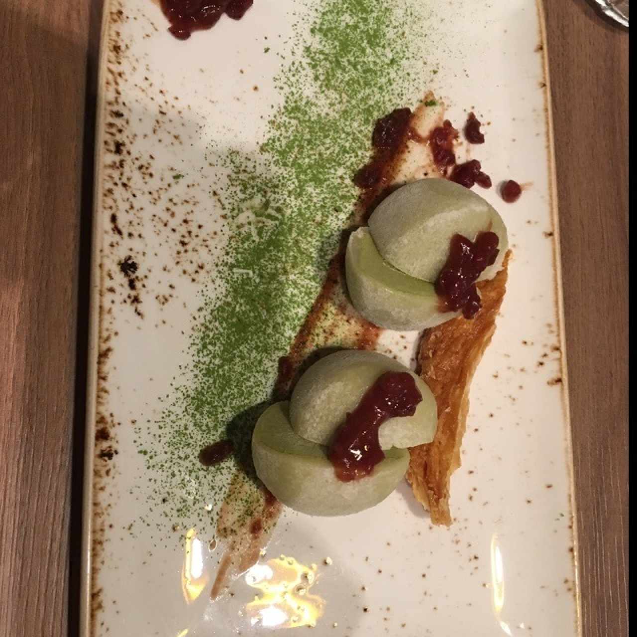 Helado de mochi de té verde