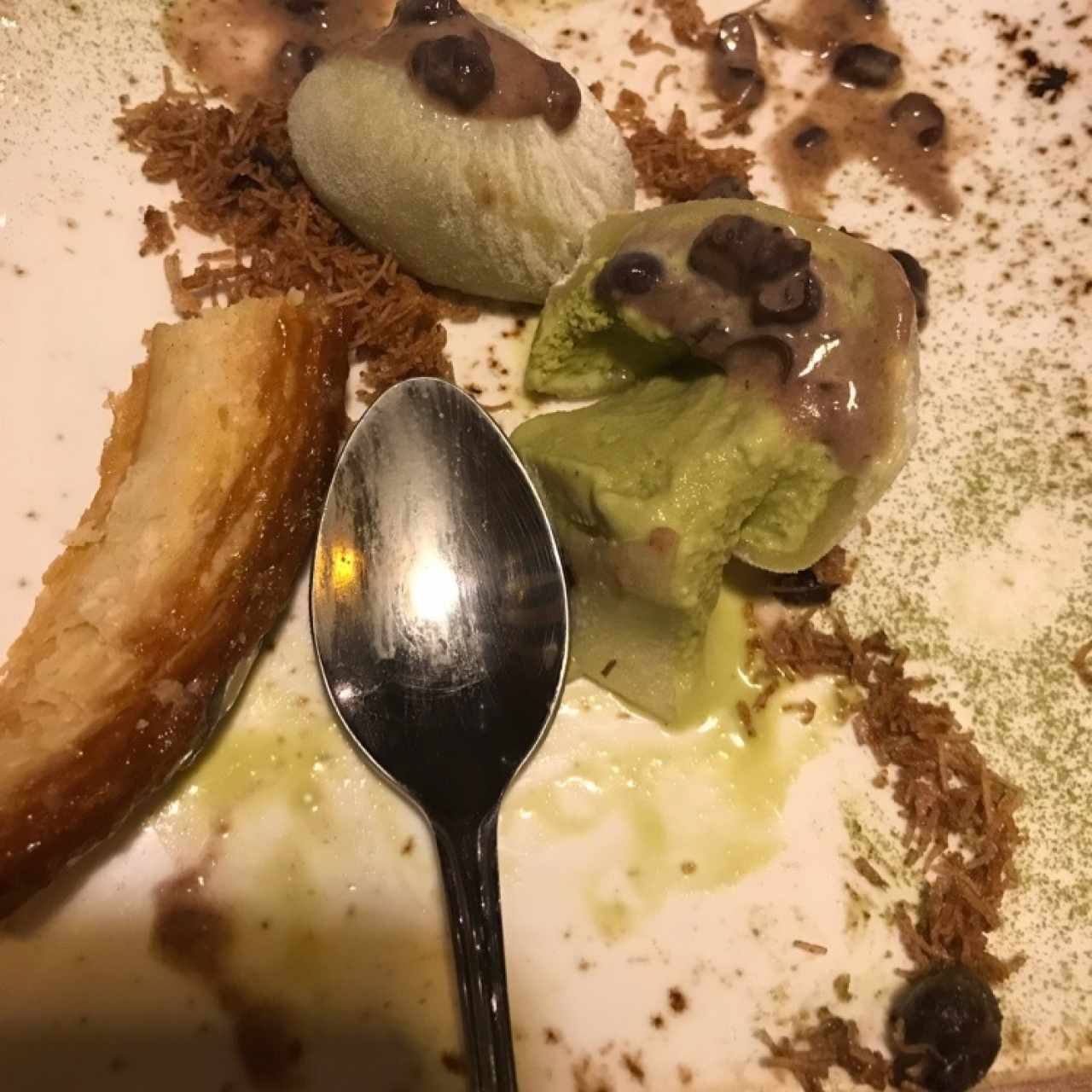 Helado de mochi de té verde