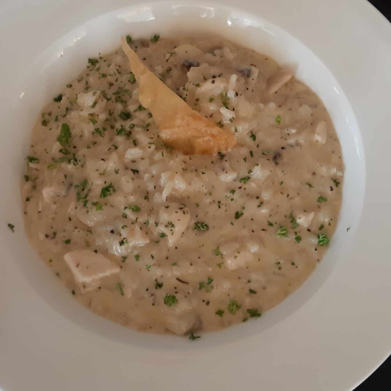 risoto de champiñones y pollo