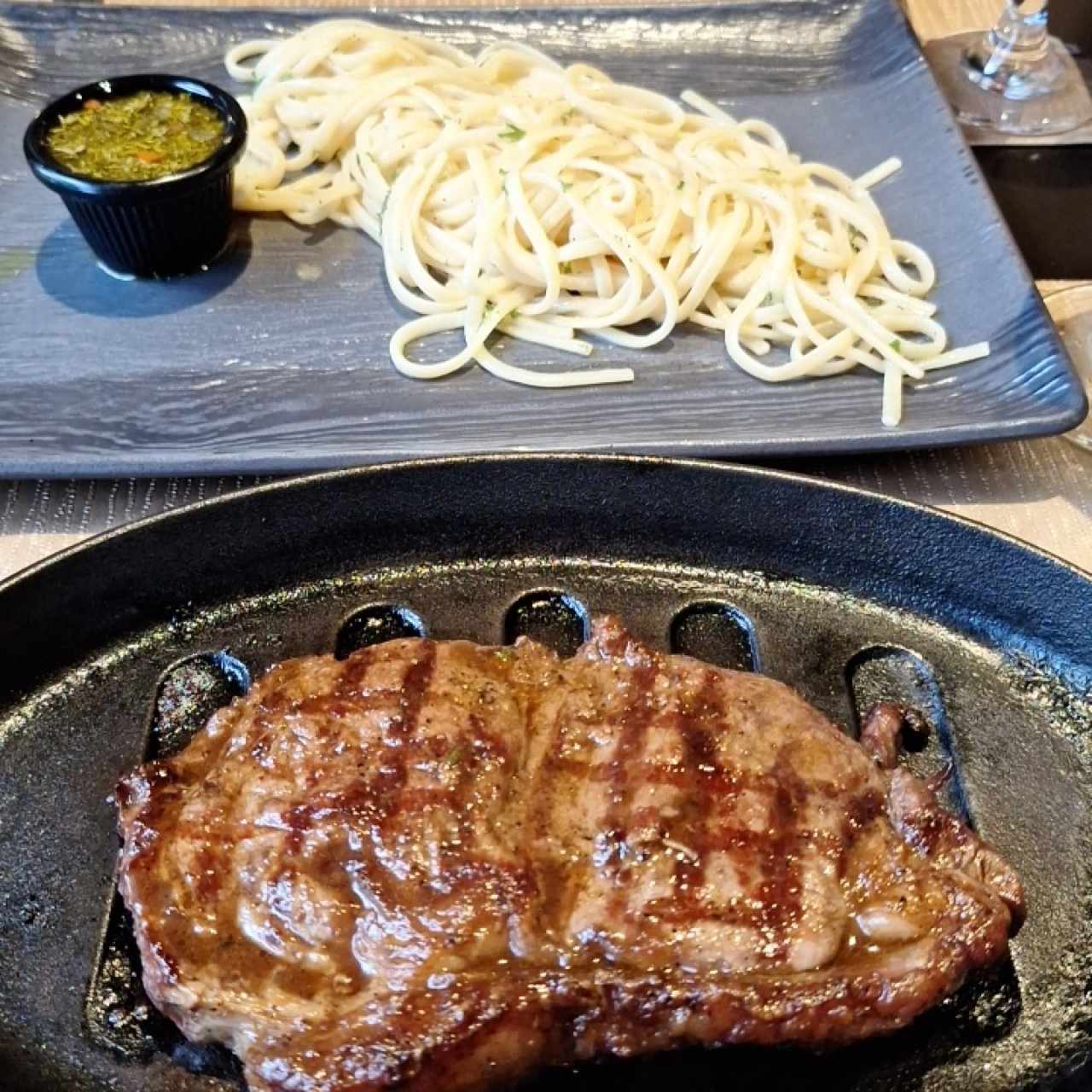 New York Steak and Linguini
