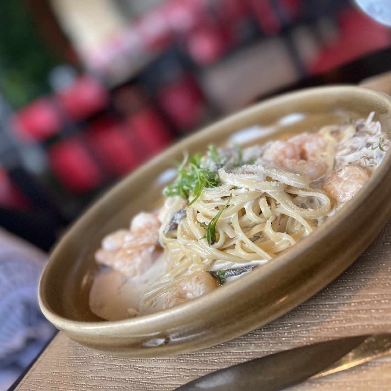 Pasta Con Camarones E Funghi