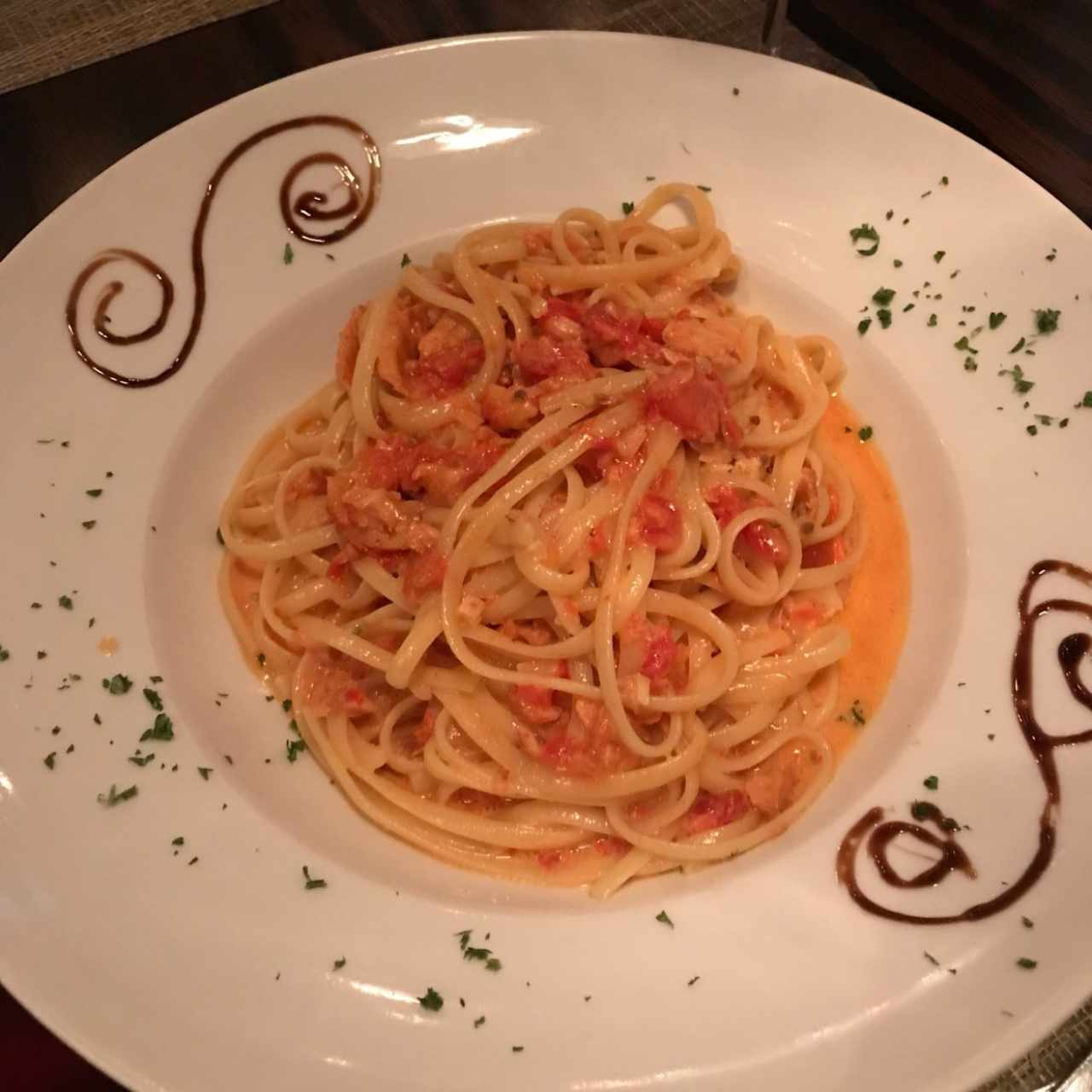 Pasta en salsa rosada