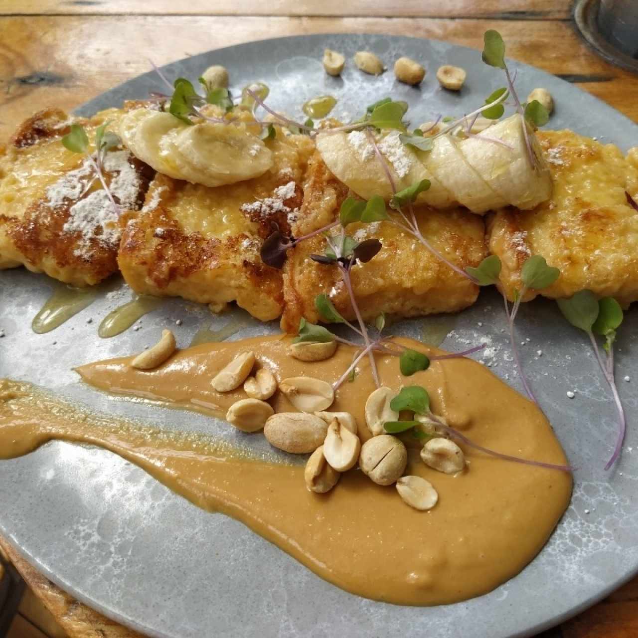 French Toast with banana and peanut butter