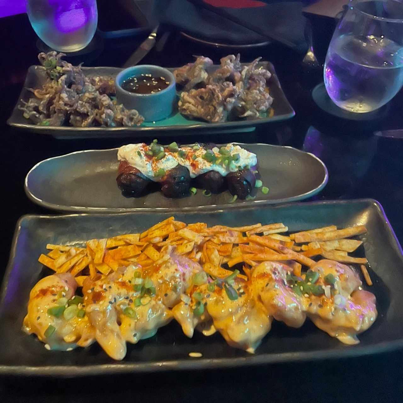 arañitas, datiles y shrimp tempura