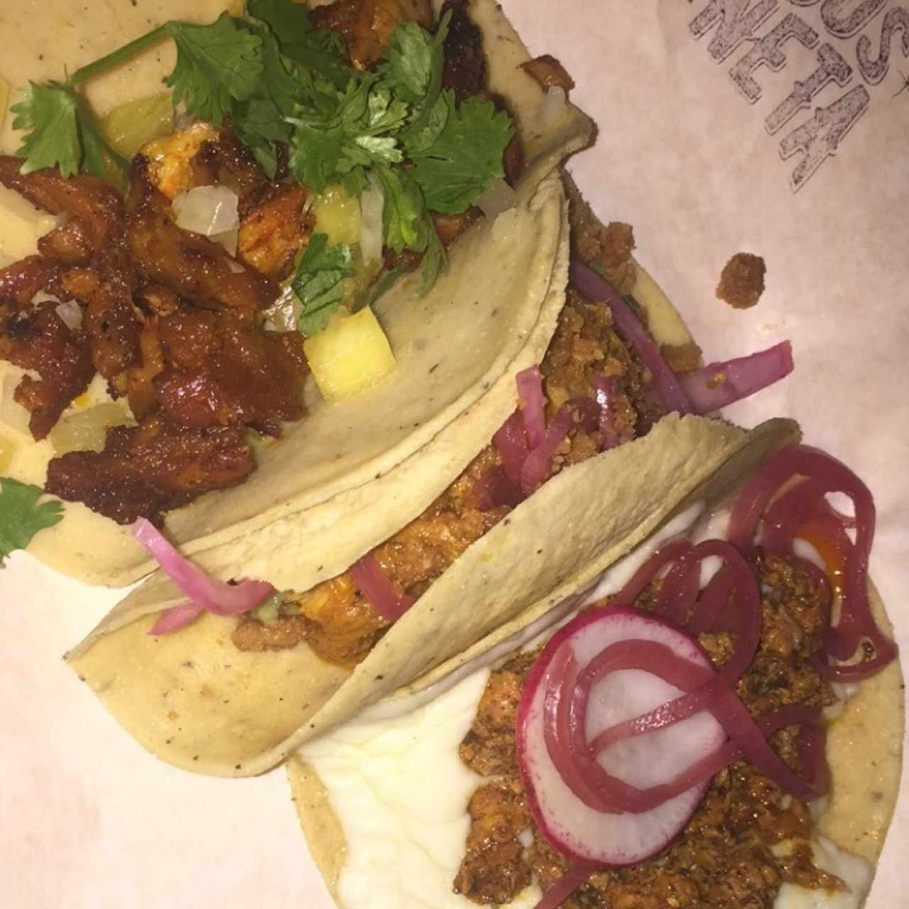 Tacos Al Pastor / Cochinita Pibil / Chorizo Queso