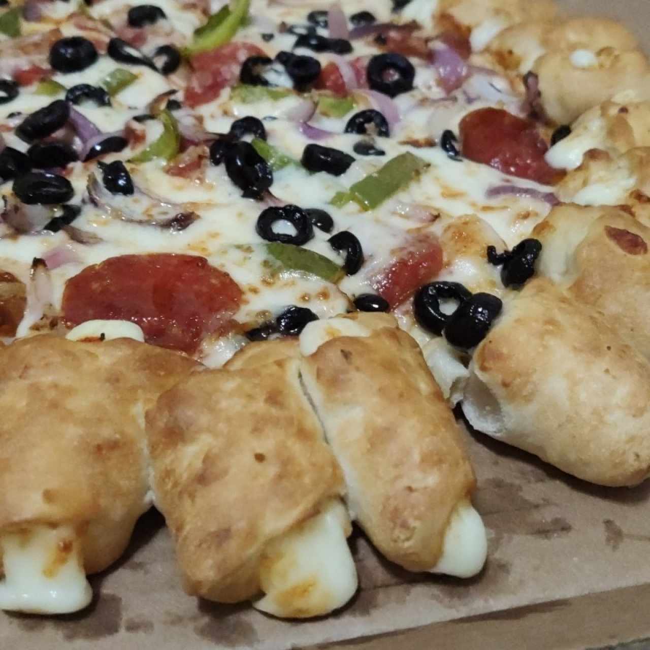 pizza rellena de vainas