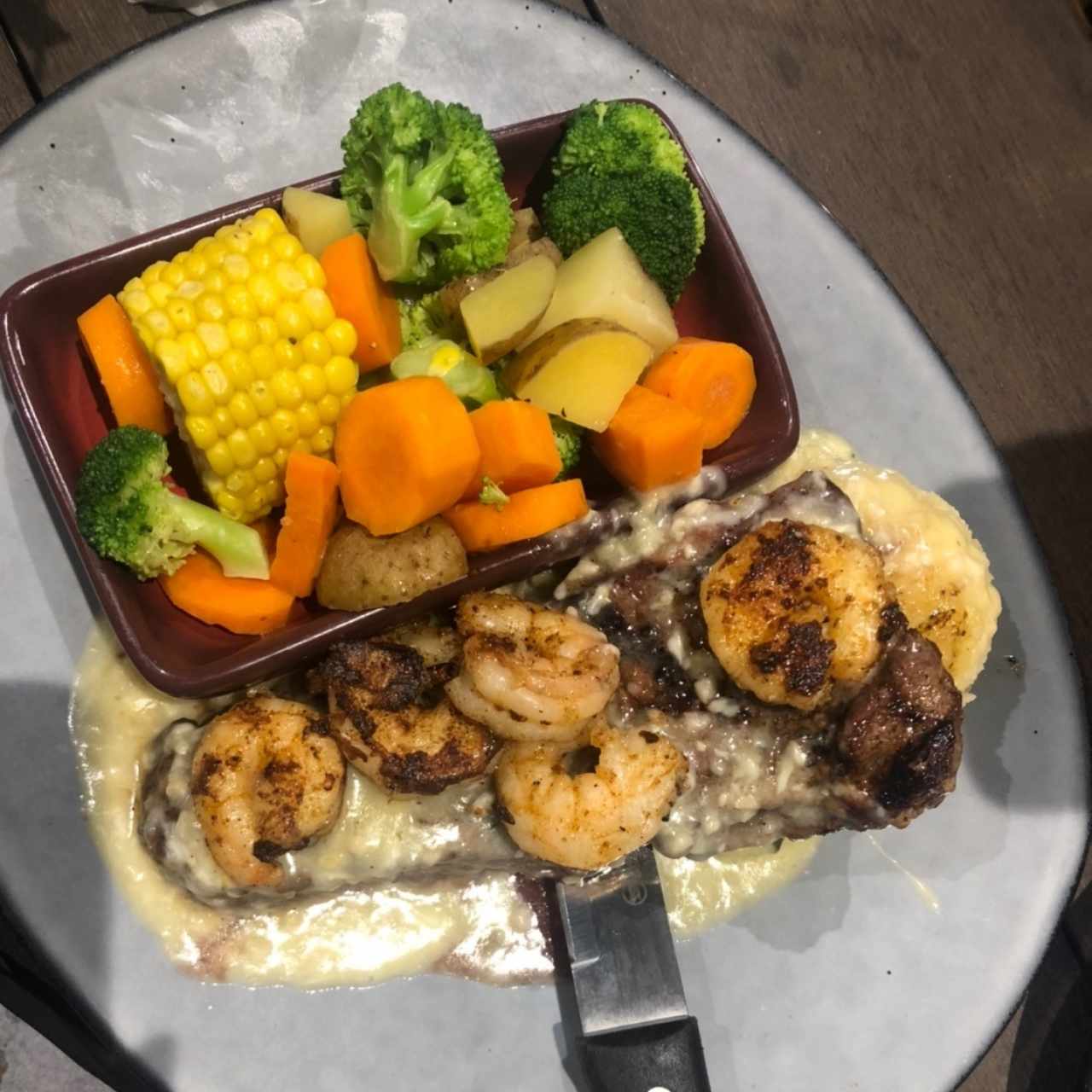 shrimp and beef sirloin