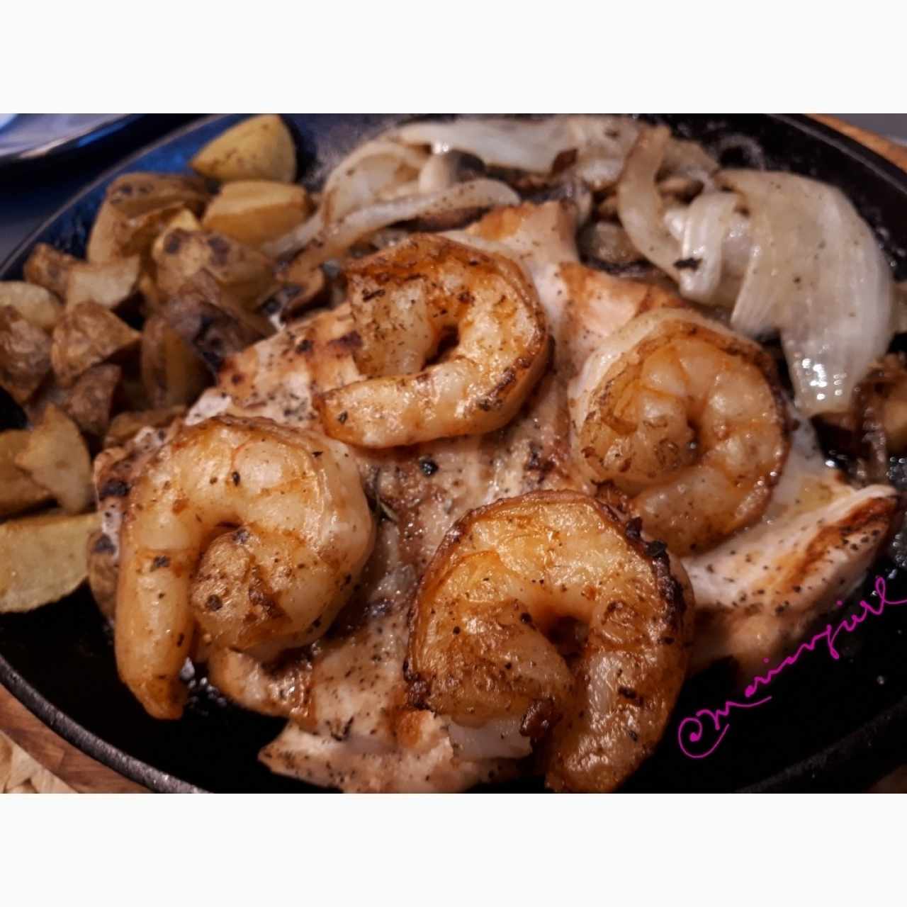 Grilled Bourbon Chicken and Shrimp ☆