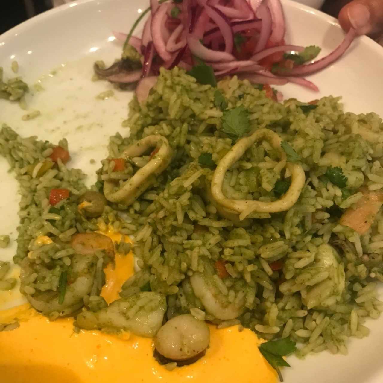 arroz verde con mariscos 