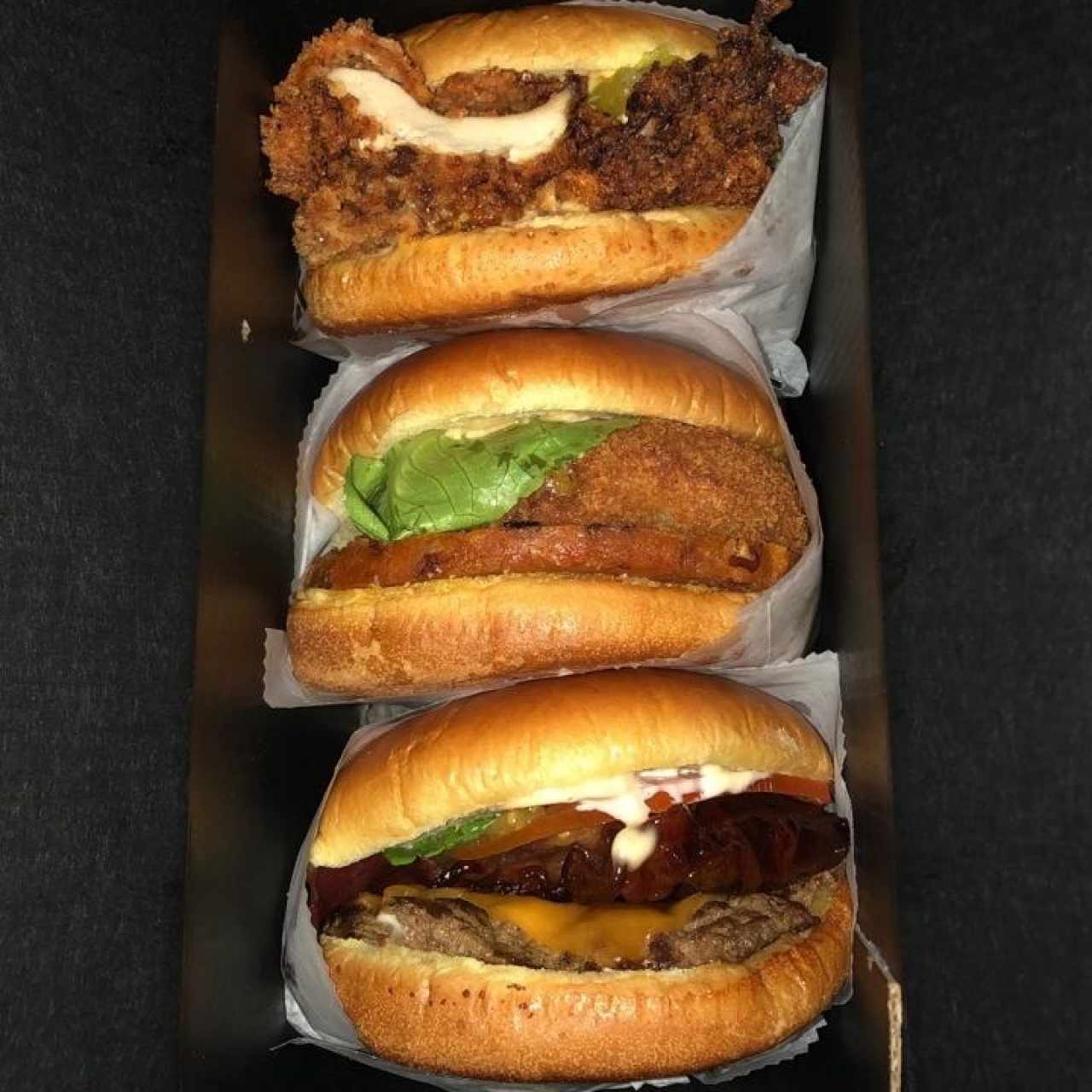 Box! 3 hamburguesas distintas (carne, pollo y veggie)