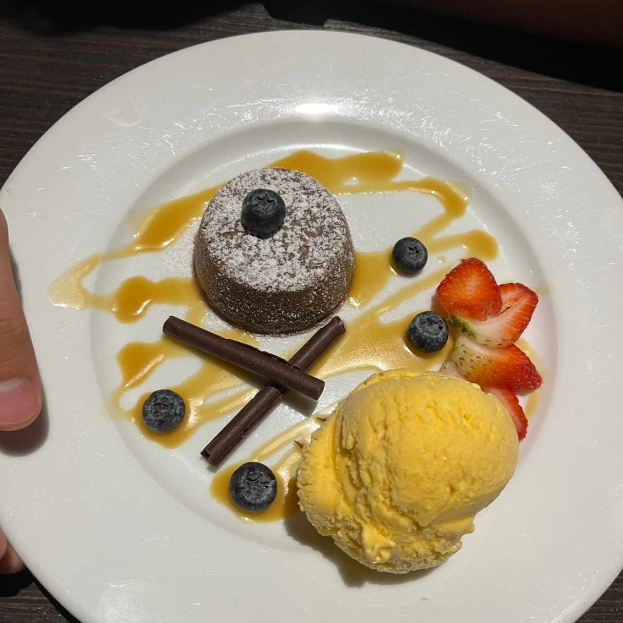 CHOCOLATE LAVA CAKE WITH GREEN TEA ICE CREAM