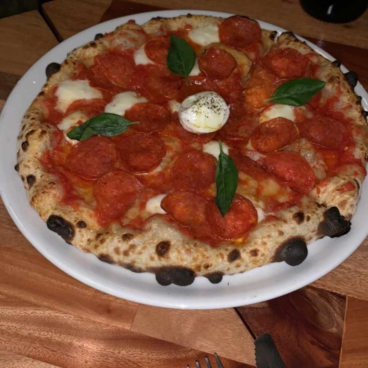 pizza masa Napolitana Margarita con extra de peperoni