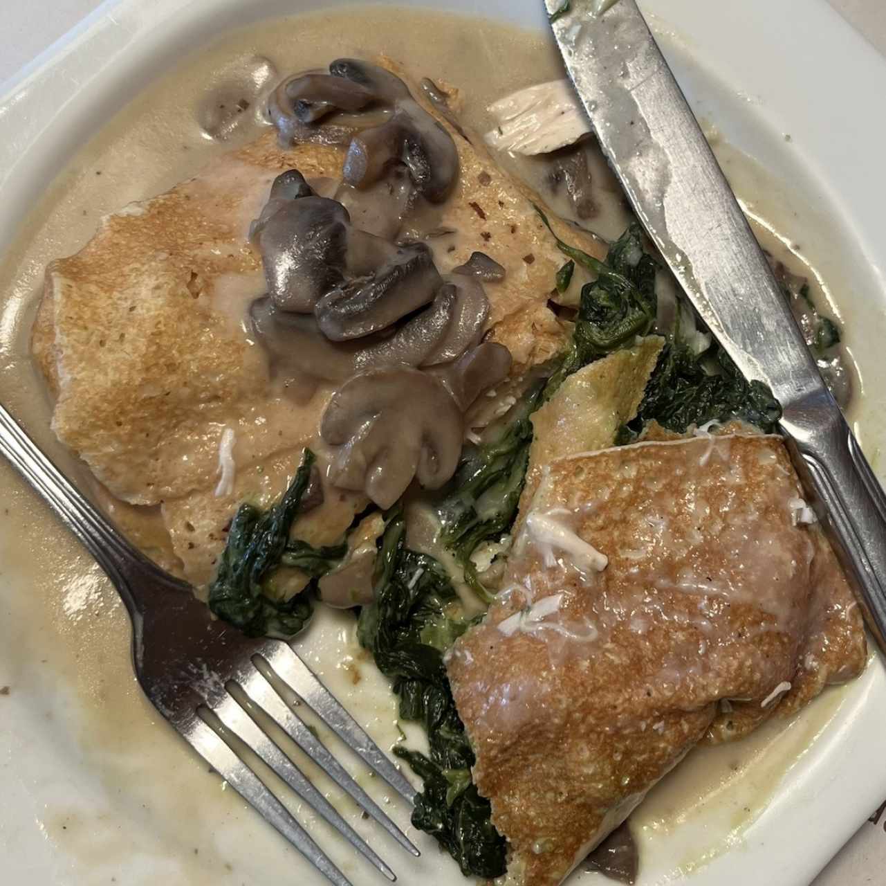 Crepe de poñlo y champiñones