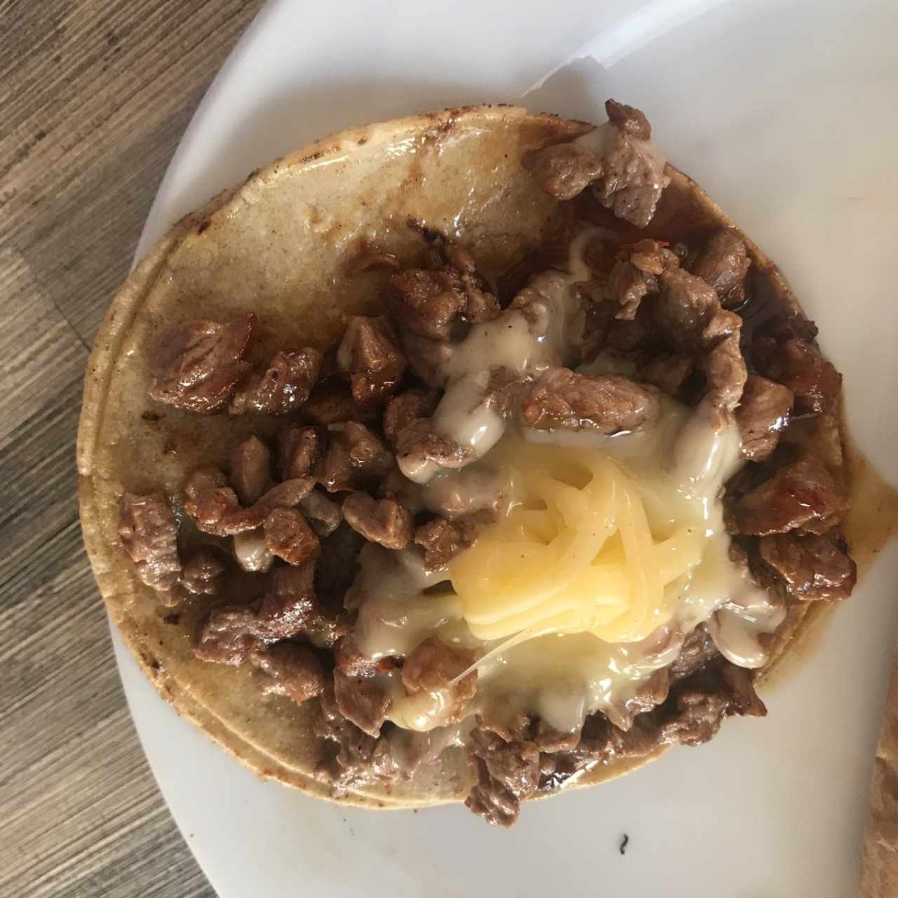 bistek con queso en tortilla de harina