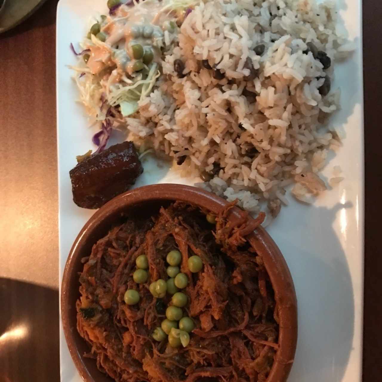 Ropa vieja y arroz con guandú