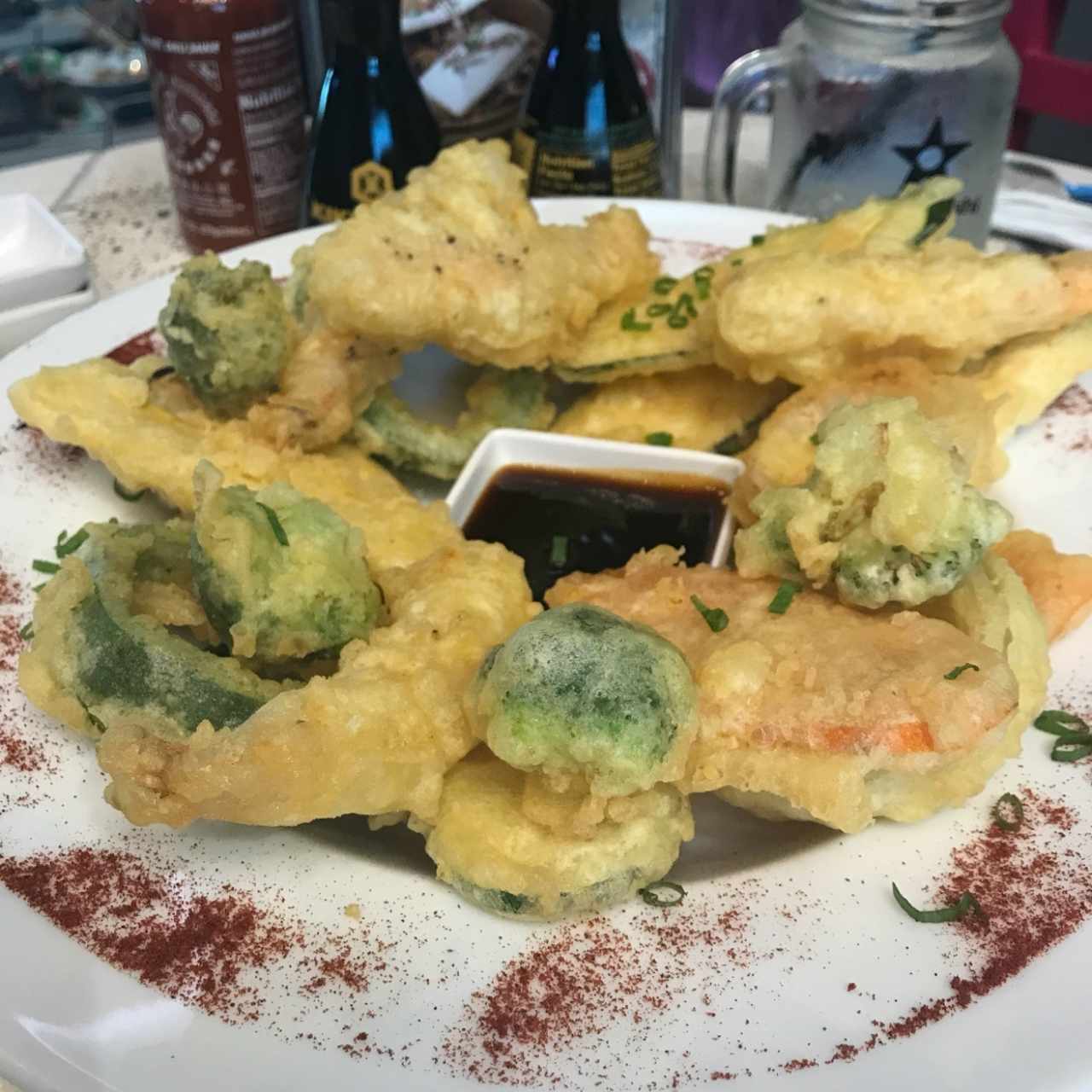 tempura de vegetales y camaron