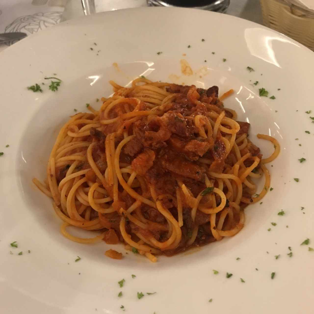 spagetti pasta amatriciana