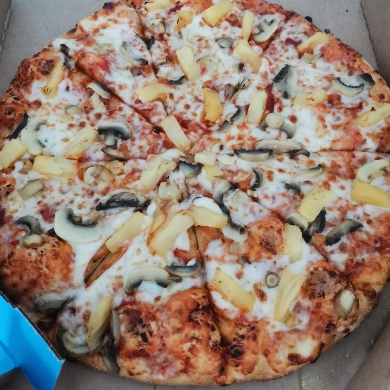 Pizza de piña y hongos