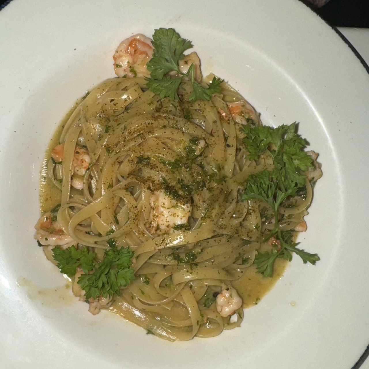 Fetuccini Aglio, Olio E Gamberetti