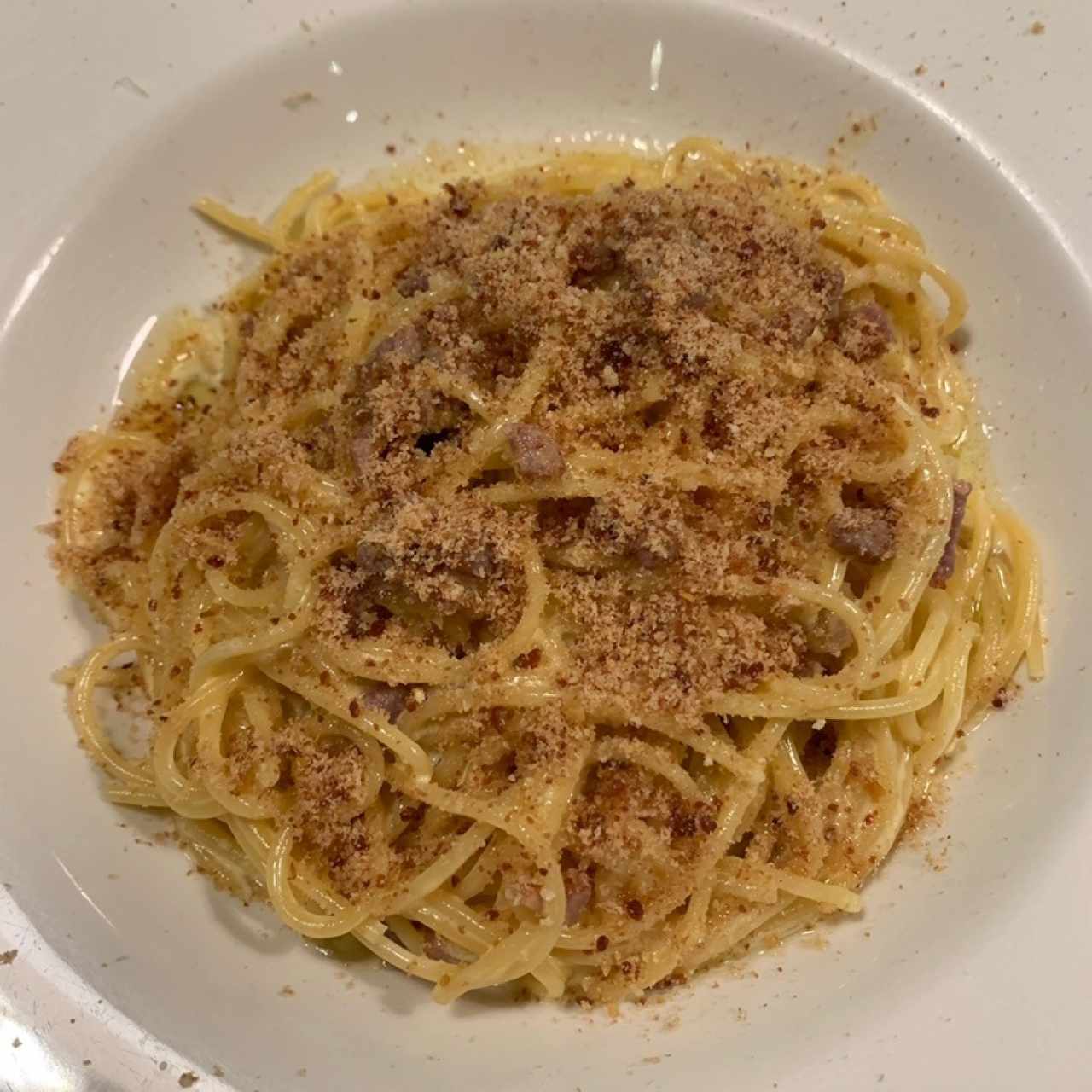spaghetti alfredo e prosciutto