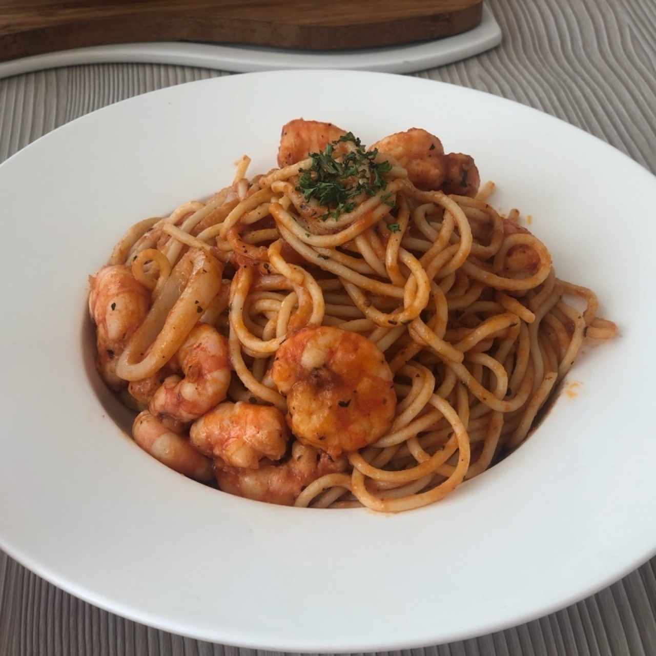 Pasta Marinera con camarones