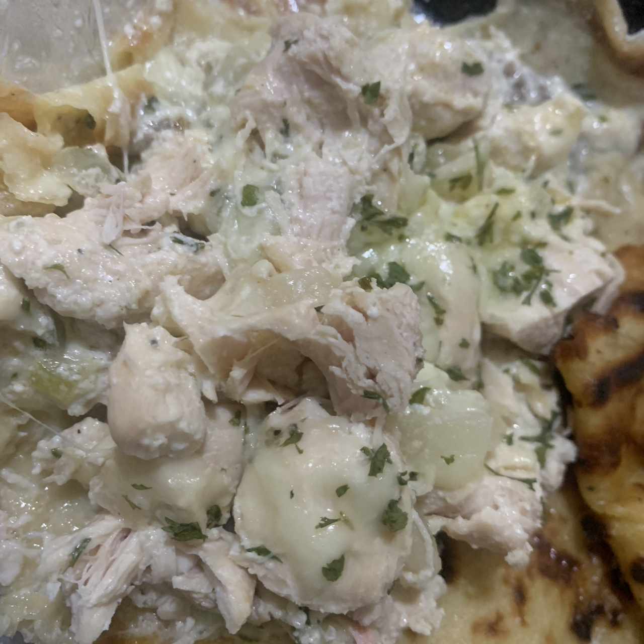 Blini de pollo stroganoff 