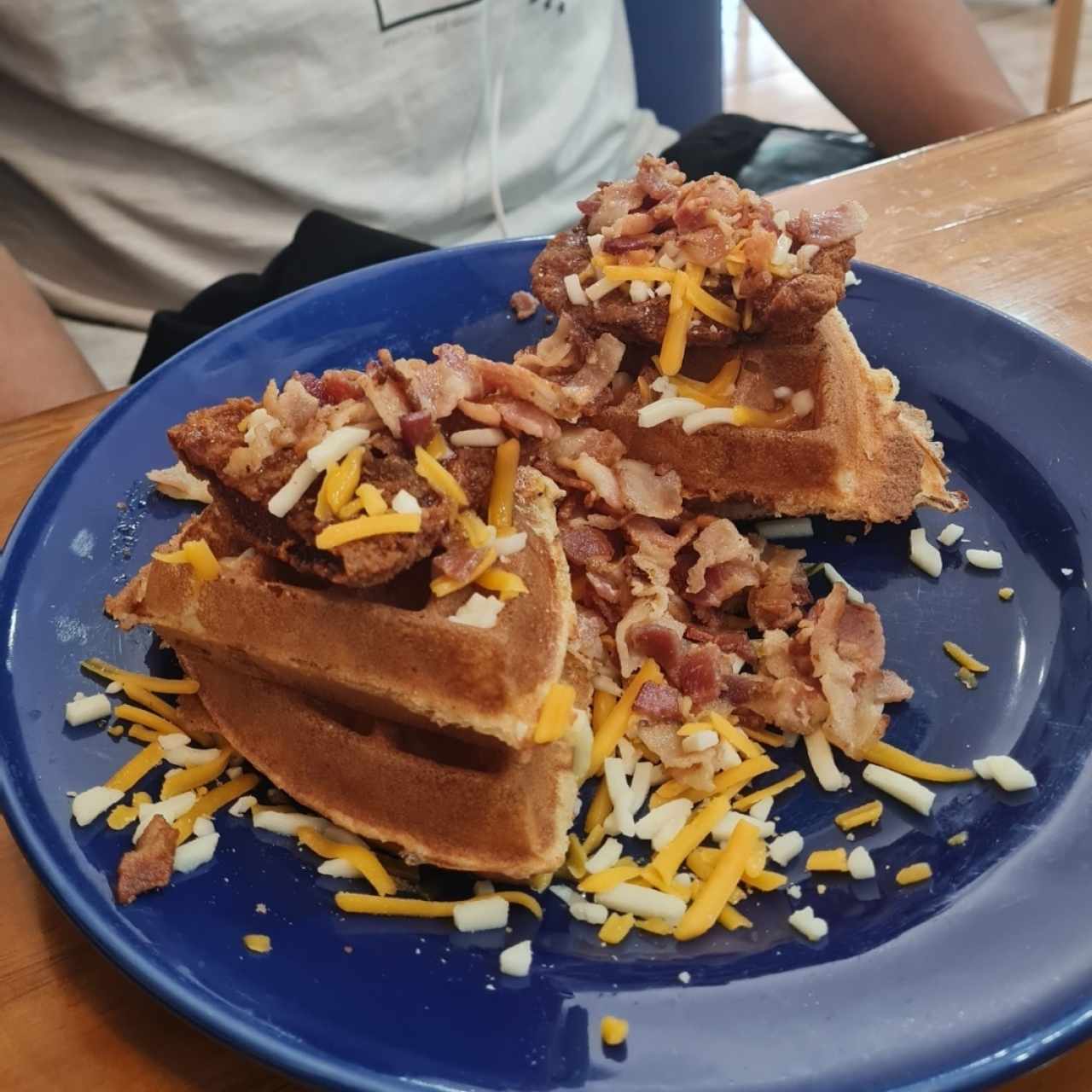 Chicken and Waffles Bacon Cheddar Cheese