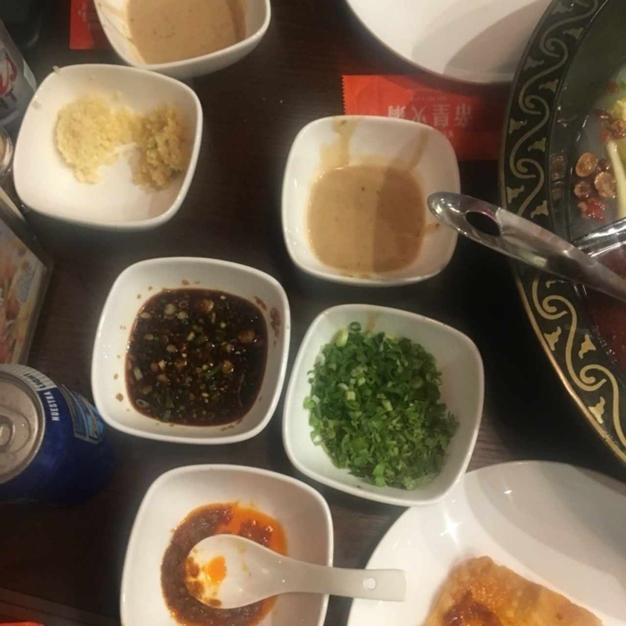 Salsas , gengibre, ajo, cilantro y cebollina