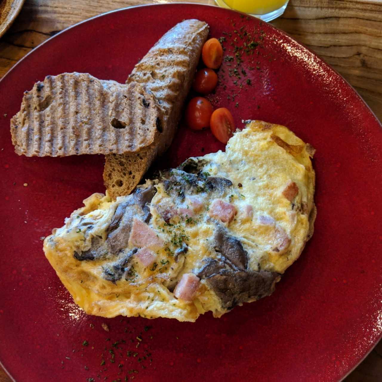 omelette de pavo y portobelo