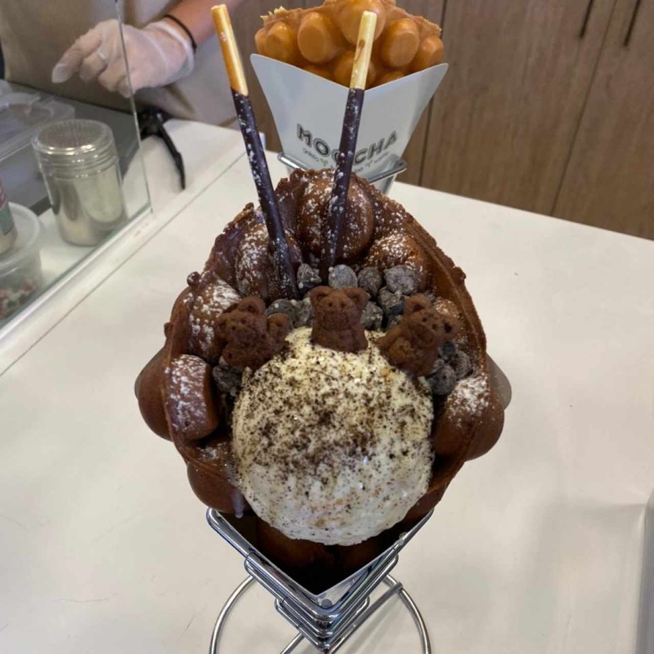 waffle de chocolate con galleta maria