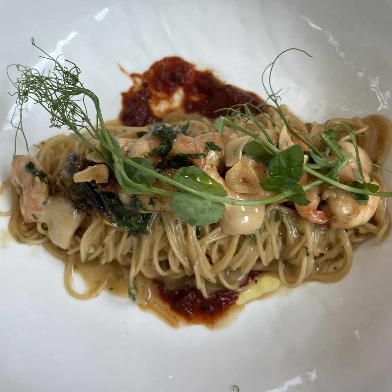 Vermicelli Aglio, olio e gamberi