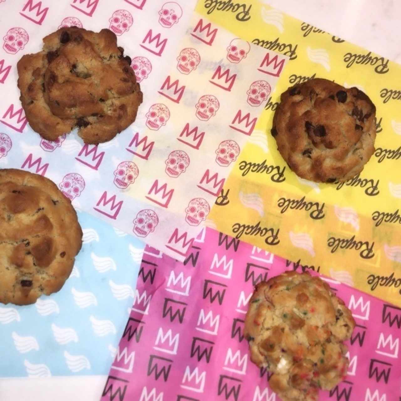 chocolate chip, funfetti y sea salt and nutella