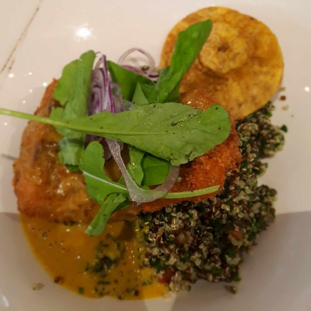 corvina al coco con curry, le cambie el arroz por quinoa