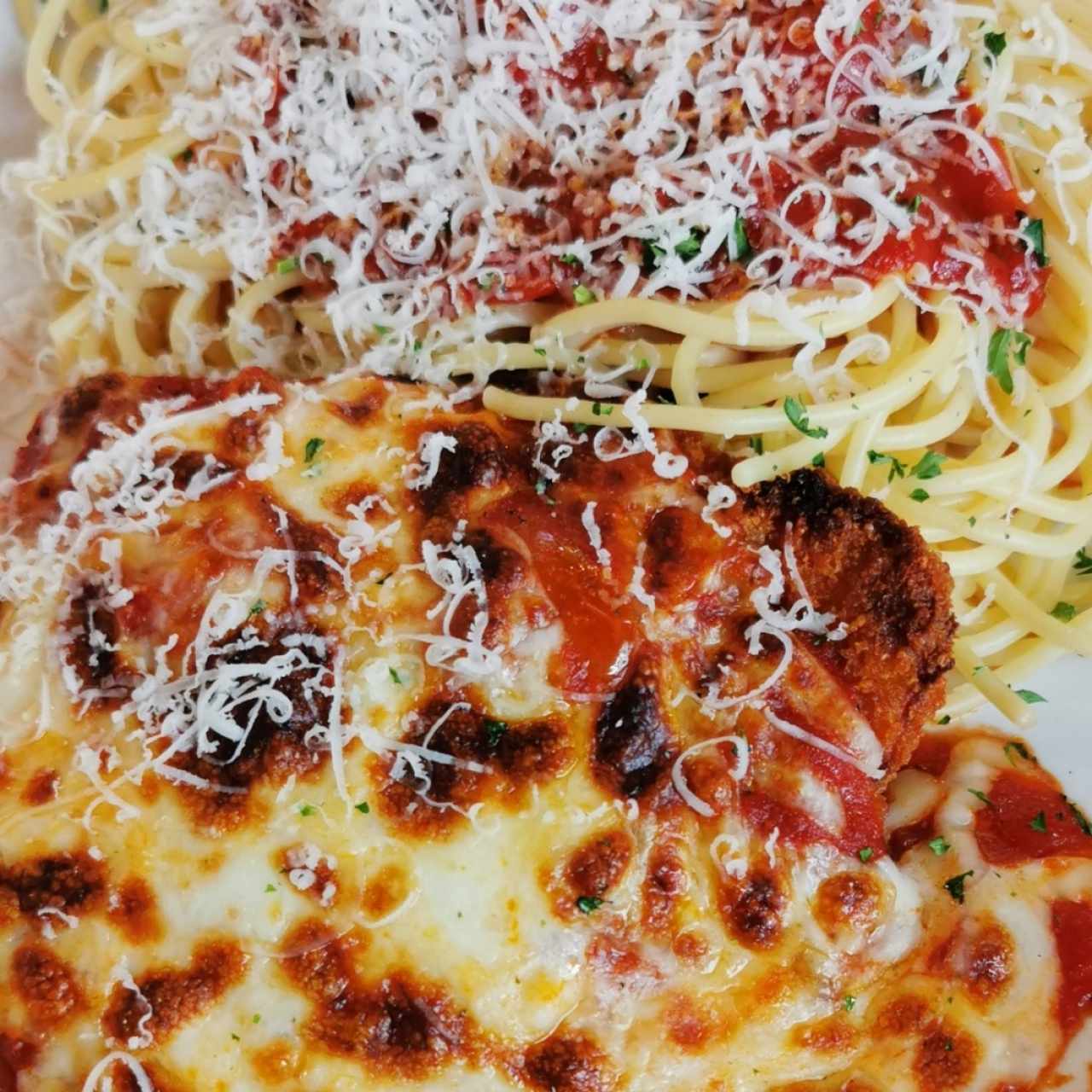 chicken parmesian and spaghetti